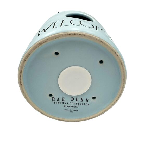 Rae Dunn WELCOME Blue Ceramic Round Birdhouse NWOT House Decor Collectible - Picture 3 of 3